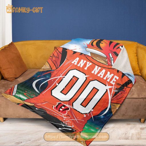 Custom Cincinnati Bengals Jersey Blanket – Personalized NFL Fan Gift