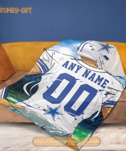 Personalized Jersey Dallas Cowboys Blanket - NFL Blanket - Cute Blanket Gifts for NFL Fans