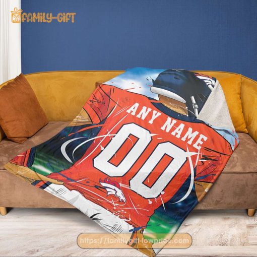 Personalized Jersey Denver Broncos Blanket – NFL Blanket – Cute Blanket Gifts for NFL Fans