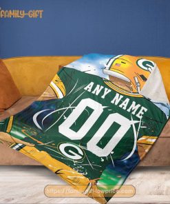 Personalized Jersey Green Bay Packers Blanket - NFL Blanket - Cute Blanket Gifts for NFL Fans