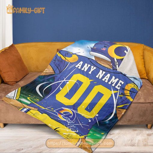 Personalized Jersey Los Angeles Rams Blanket – NFL Blanket – Cute Blanket Gifts for NFL Fans