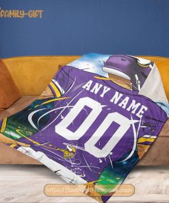 Personalized Jersey Minnesota Vikings Blanket - NFL Blanket - Cute Blanket Gifts for NFL Fans