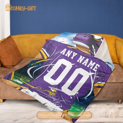 Personalized Jersey Minnesota Vikings Blanket – NFL Blanket – Cute Blanket Gifts for NFL Fans