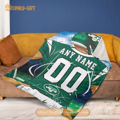 Personalized Jersey New York Jets Blanket – NFL Blanket – Cute Blanket Gifts for NFL Fans