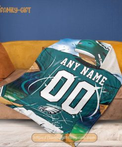 Personalized Jersey Philadelphia Eagles Blanket - NFL Blanket - Cute Blanket Gifts for NFL Fans