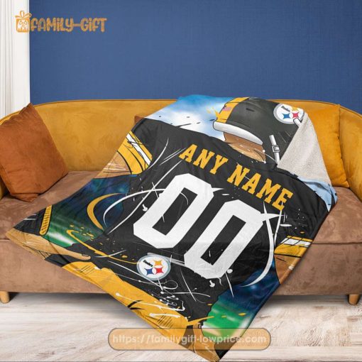Personalized Jersey Pittsburgh Steelers Blanket – NFL Blanket – Cute Blanket Gifts for NFL Fans