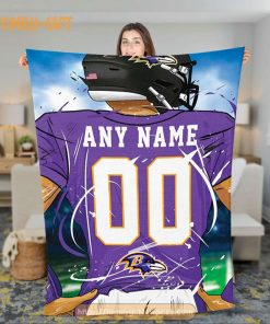 Personalized Jersey Baltimore Ravens Blanket - NFL Blanket - Cute Blanket Gifts for NFL Fans