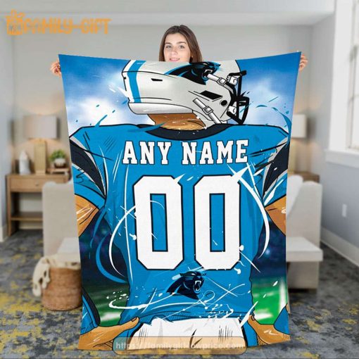 Custom Carolina Panthers Jersey Blanket – Personalized NFL Fan Gift