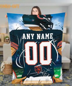 Personalized Jersey Chicago Bears Blanket - NFL Blanket - Cute Blanket Gifts for NFL Fans