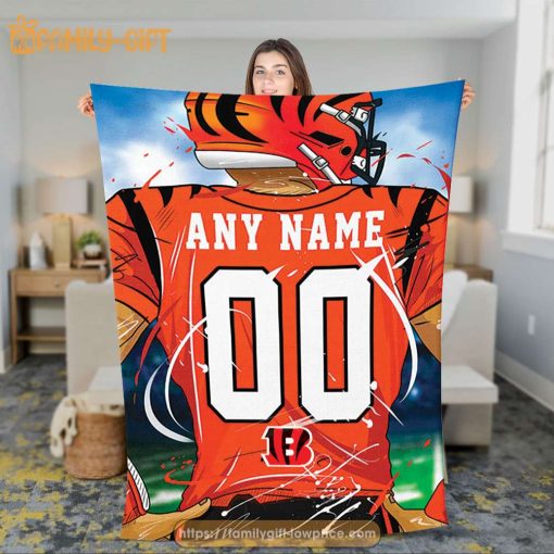 Custom Cincinnati Bengals Jersey Blanket – Personalized NFL Fan Gift