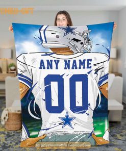 Personalized Jersey Dallas Cowboys Blanket - NFL Blanket - Cute Blanket Gifts for NFL Fans