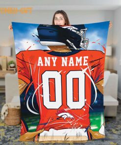 Personalized Jersey Denver Broncos Blanket - NFL Blanket - Cute Blanket Gifts for NFL Fans