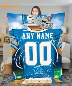 Personalized Jersey Detroit Lions Blanket - NFL Blanket - Cute Blanket Gifts for NFL Fans