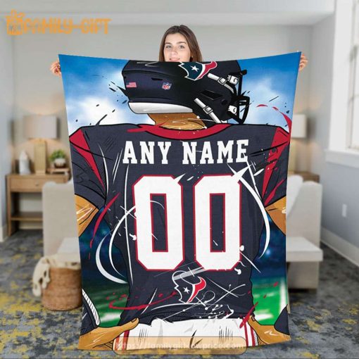 Custom Houston Texans Jersey Blanket – Personalized NFL Fan Gift