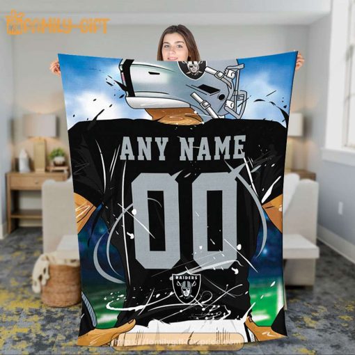Personalized Jersey Raiders Blankets – NFL Blanket – Cute Blanket Gifts for NFL Fans