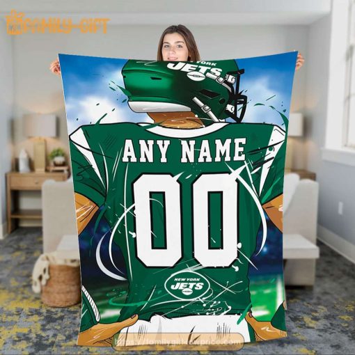 Personalized Jersey New York Jets Blanket – NFL Blanket – Cute Blanket Gifts for NFL Fans