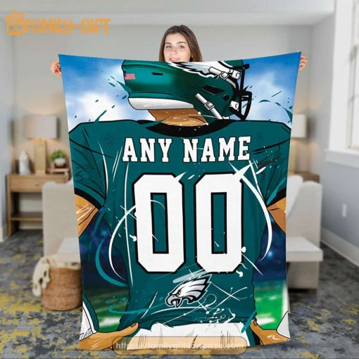 Personalized Jersey Philadelphia Eagles Blanket – NFL Blanket – Cute Blanket Gifts for NFL Fans
