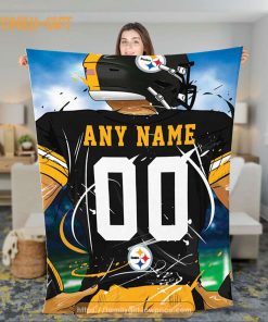 Personalized Jersey Pittsburgh Steelers Blanket - NFL Blanket - Cute Blanket Gifts for NFL Fans