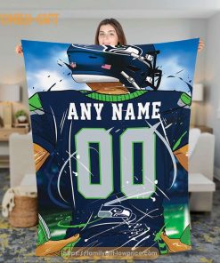 Personalized Jersey Seattle Seahawks Blanket - NFL Blanket - Cute Blanket Gifts for NFL Fans