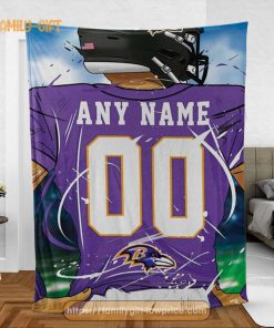 Personalized Jersey Baltimore Ravens Blanket – NFL Blanket – Cute Blanket Gifts for NFL Fans