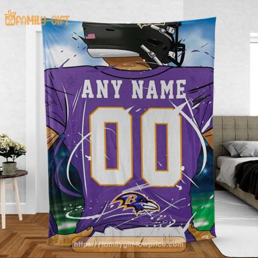 Personalized Jersey Baltimore Ravens Blanket – NFL Blanket – Cute Blanket Gifts for NFL Fans