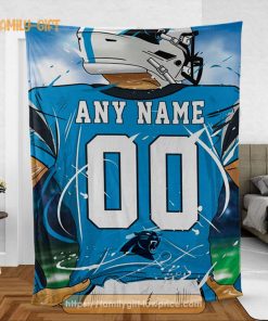 Personalized Jersey Carolina Panthers Blanket – NFL Blanket – Cute Blanket Gifts for NFL Fans