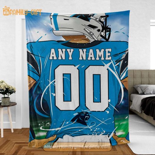 Custom Carolina Panthers Jersey Blanket – Personalized NFL Fan Gift