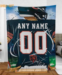 Personalized Jersey Chicago Bears Blanket – NFL Blanket – Cute Blanket Gifts for NFL Fans