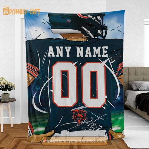 Custom Chicago Bears Jersey Blanket – Personalized NFL Fan Gift