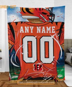 Personalized Jersey Cincinnati Bengals Blanket – NFL Blanket – Cute Blanket Gifts for NFL Fans
