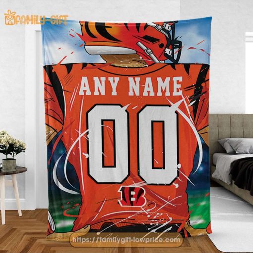 Custom Cincinnati Bengals Jersey Blanket – Personalized NFL Fan Gift