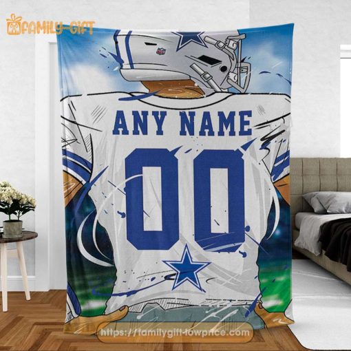 Personalized Jersey Dallas Cowboys Blanket – NFL Blanket – Cute Blanket Gifts for NFL Fans