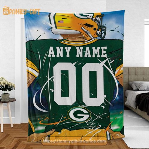 Personalized Jersey Green Bay Packers Blanket – NFL Blanket – Cute Blanket Gifts for NFL Fans
