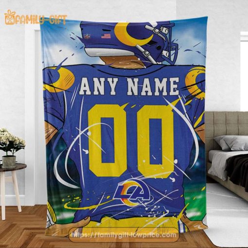 Personalized Jersey Los Angeles Rams Blanket – NFL Blanket – Cute Blanket Gifts for NFL Fans