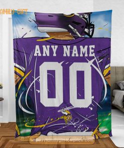 Personalized Jersey Minnesota Vikings Blanket - NFL Blanket - Cute Blanket Gifts for NFL Fans