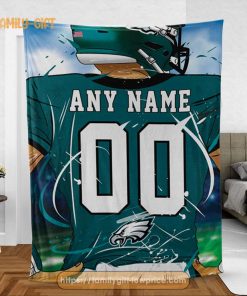 Personalized Jersey Philadelphia Eagles Blanket – NFL Blanket – Cute Blanket Gifts for NFL Fans