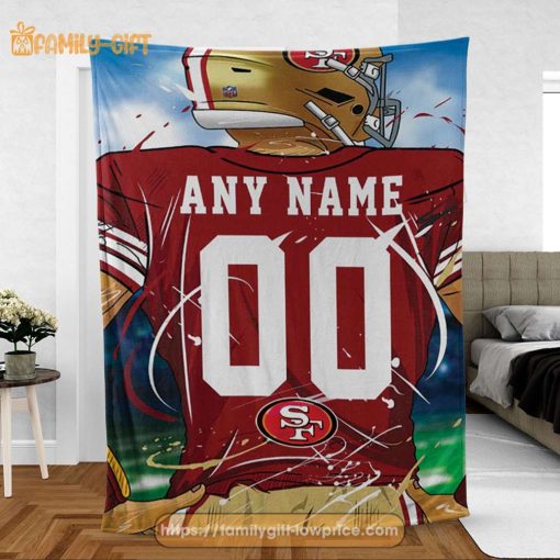 Personalized Jersey San Francisco 49ers Blanket – NFL Blanket – Cute Blanket Gifts for NFL Fans