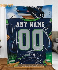 Personalized Jersey Seattle Seahawks Blanket – NFL Blanket – Cute Blanket Gifts for NFL Fans