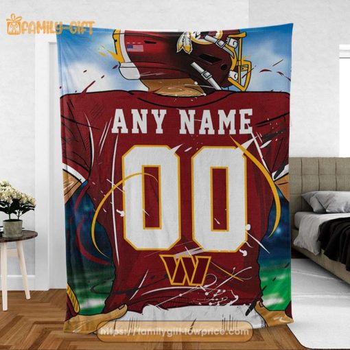 Personalized Jersey Washington Commanders Blanket – NFL Blanket – Cute Blanket Gifts for NFL Fans