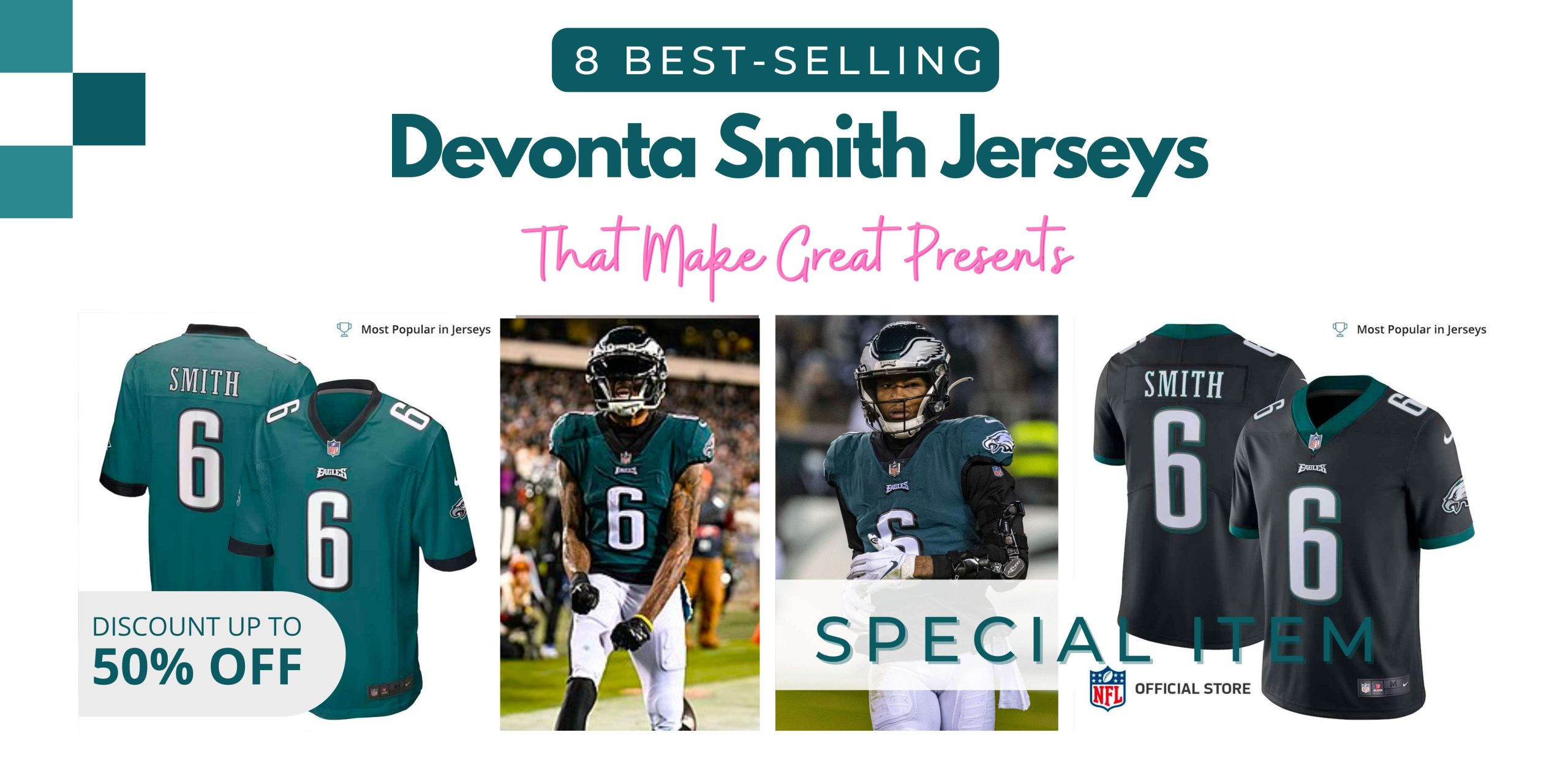 Eagles Devonta Smith #6 Jersey Super Bowl - Atmosphere Grey - Men XL - NWT