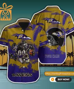 NFL Hawaiian Shirt - Baltimore Ravens Hawaiian Shirt for Men & Women - Customized Hawaiian Shirt