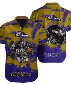 NFL Hawaiian Shirt - Baltimore Ravens Hawaiian Shirt for Men & Women - Customized Hawaiian Shirt