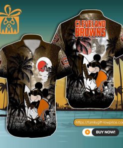 NFL Hawaiian Shirt – Mickey Mouse Cleveland Browns Hawaiian Shirt for Men & Women – Customized Hawaiian Shirt