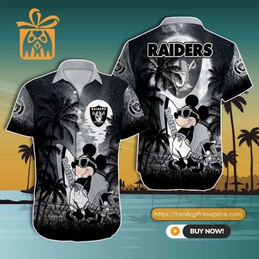 NFL Hawaiian Shirt – Mickey Mouse Las Vegas Raiders Hawaiian Shirt for Men & Women – Customized Hawaiian Shirt