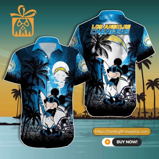 NFL Hawaiian Shirt – Mickey Mouse Los Angeles Chargers Hawaiian Shirt for Men & Women – Customized Hawaiian Shirt