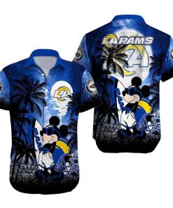 NFL Hawaiian Shirt - Mickey Mouse Los Angeles Rams Hawaiian Shirt for Men & Women - Customized Hawaiian Shirt