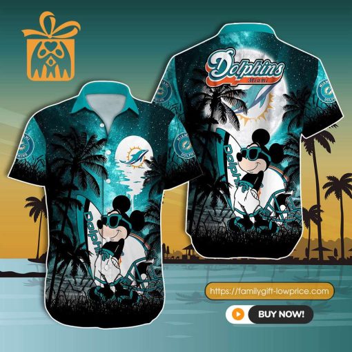 NFL Hawaiian Shirt – Mickey Mouse Miami Dolphins Hawaiian Shirt for Men & Women – Customized Hawaiian Shirt