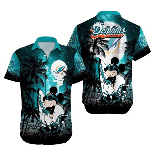 NFL Hawaiian Shirt – Mickey Mouse Miami Dolphins Hawaiian Shirt for Men & Women – Customized Hawaiian Shirt