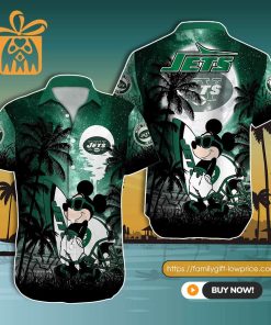 NFL Hawaiian Shirt – Mickey Mouse New York Jets Hawaiian Shirt for Men & Women – Customized Hawaiian Shirt