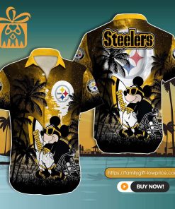 NFL Hawaiian Shirt – Mickey Mouse Pittsburgh Steelers Hawaiian Shirt for Men & Women – Customized Hawaiian Shirt